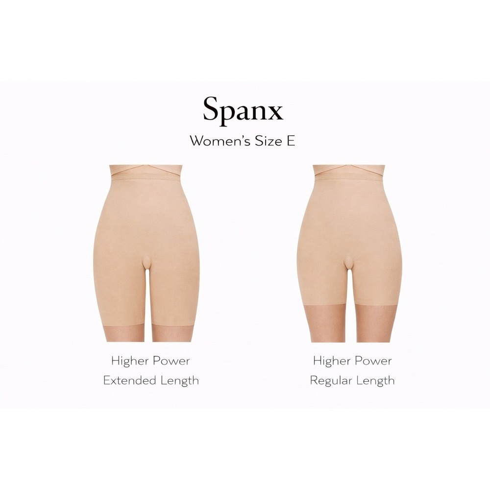 Spanx Womens Higher Power Extended Length Shapewear Shorts Bare Nude Size E New